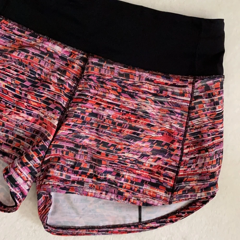 Lululemon | Speed Up Swift Short 4" Flash Pleat Orange Multi/Black W7AVMT 2 Tall - Picture 5 of 16
